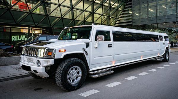 Hummer White Limousine for airport transfer in Krakow